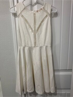 Altar'd State Cream Lace-Trim Fit & Flare Mini Dress